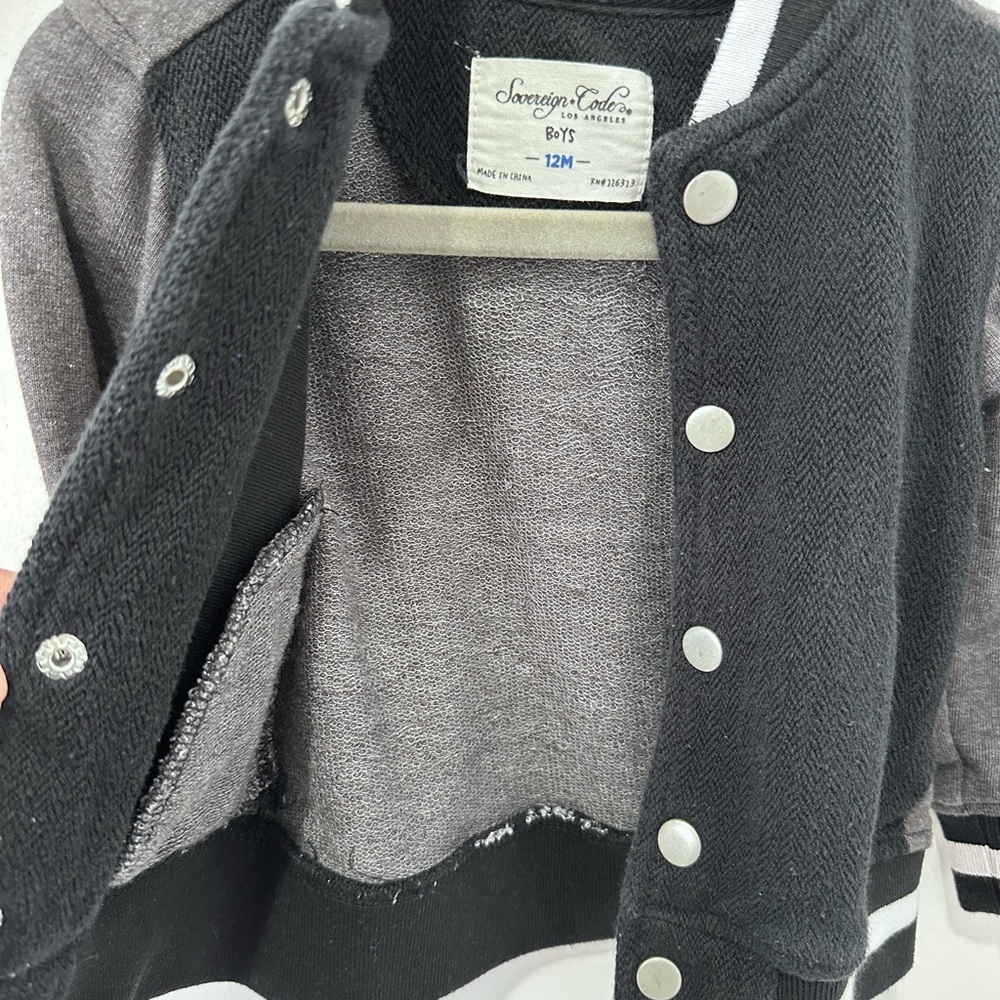 Sovergein Code Toddler Black and Gray Varsity Jacket - 12M - Picture 4 of 6
